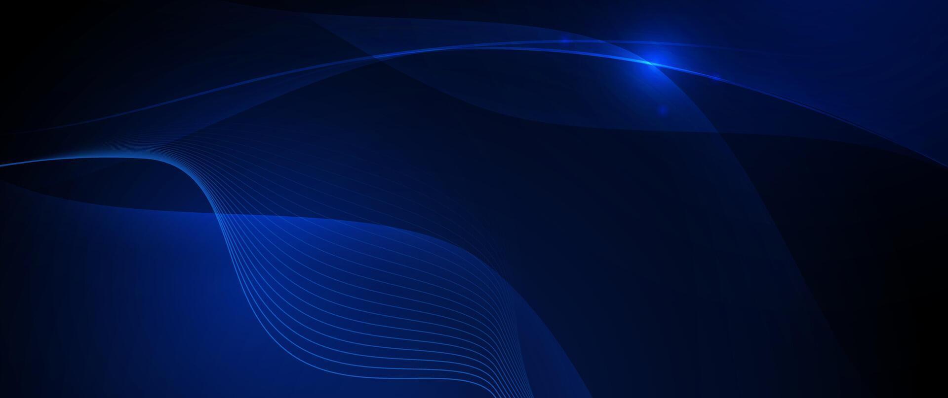 Wave line, dot particle, on dark blue background vector