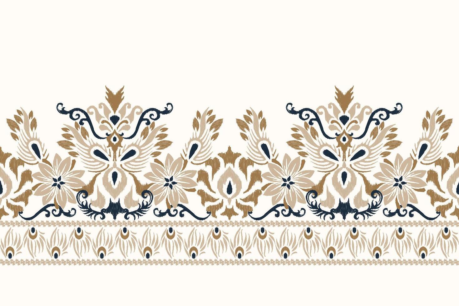 Ikat floral pattern on white background vector