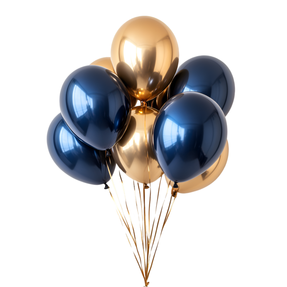 Elegant Gold and Navy Balloons Festive Decor png