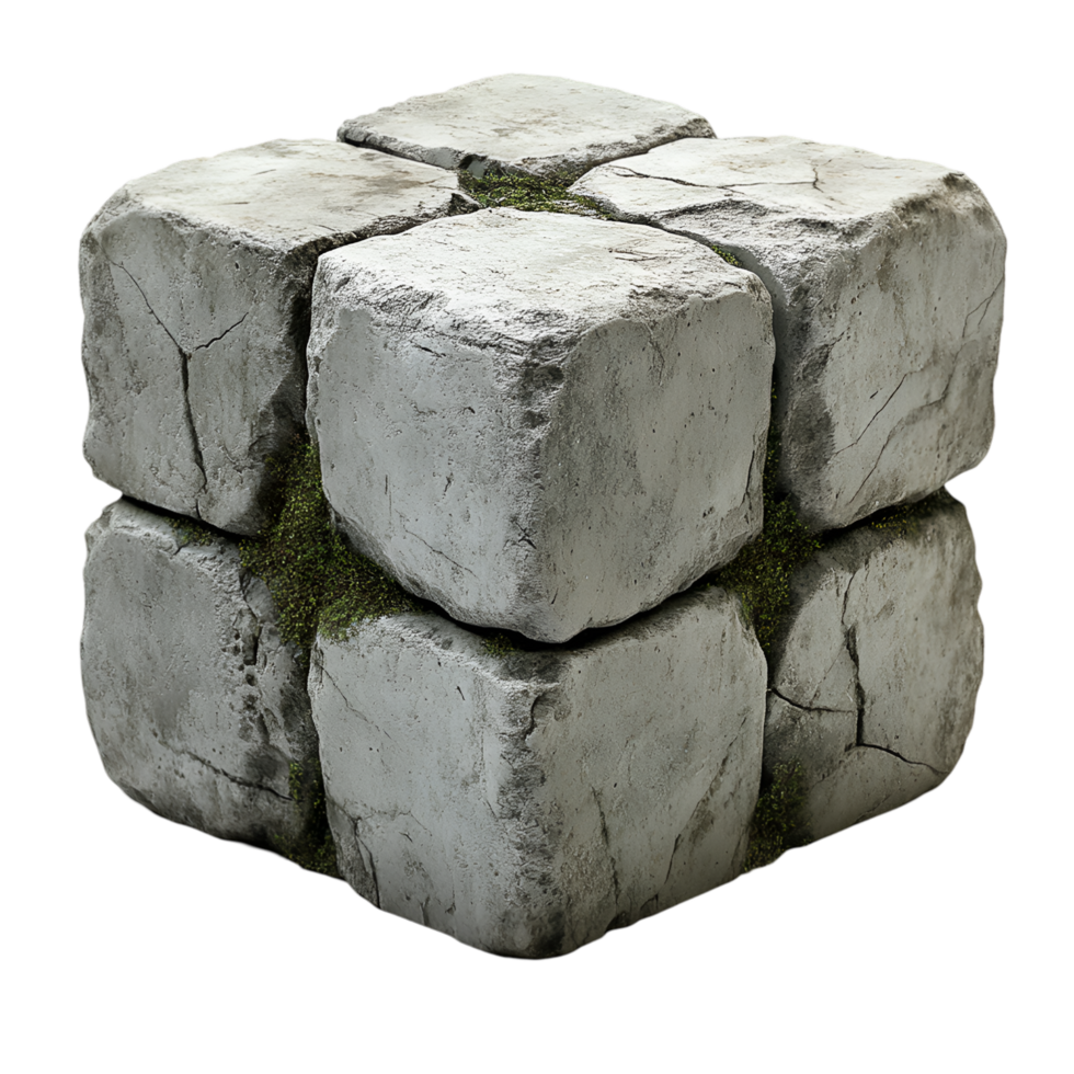Stone Cube Moss Growth Ancient Structure png