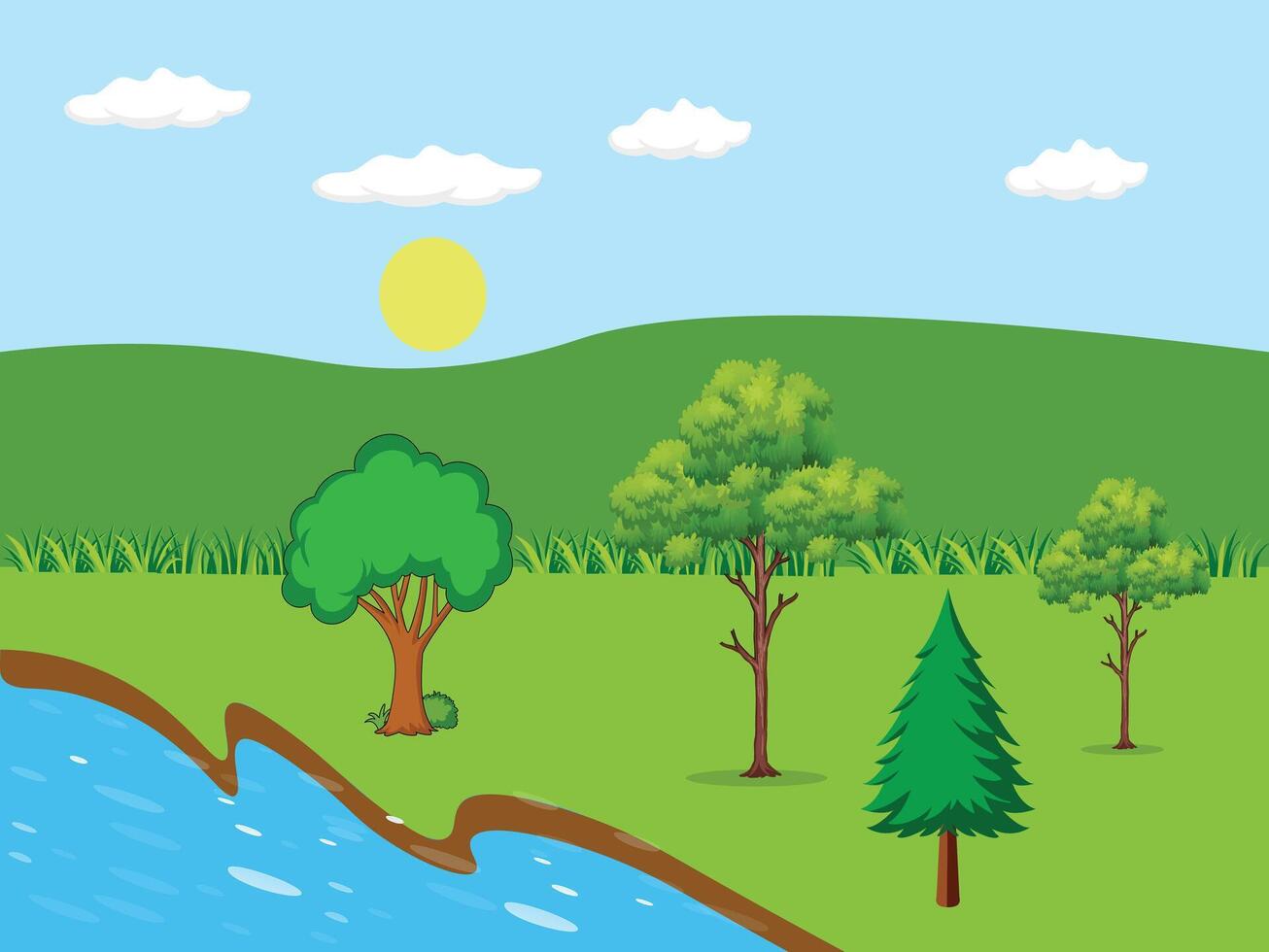 Tropical beach landscape and ocean waves vector
