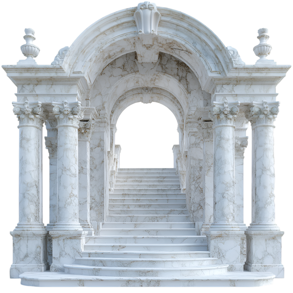 Grand Marble Staircase Archway Classical Architecture png