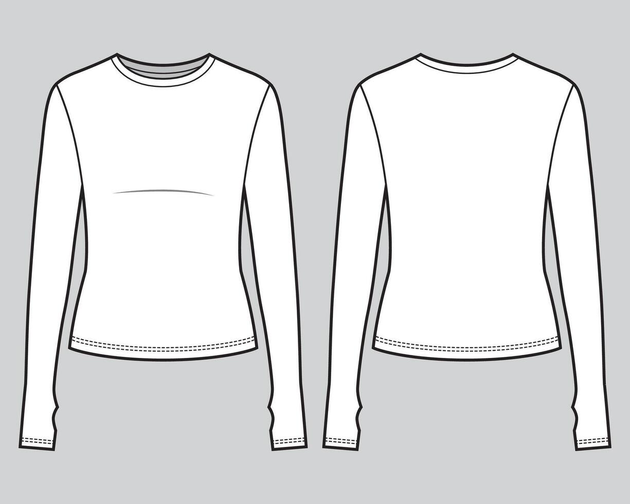 Womans t-shirt long sleeves with finger cut. vector