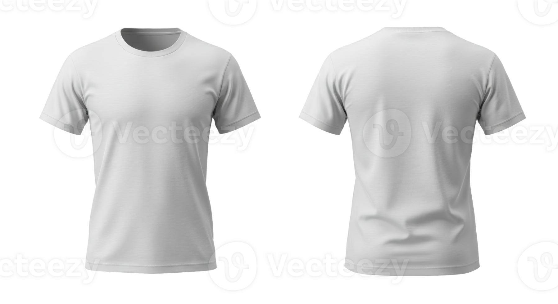 Front and back view of a blank white t-shirt template png