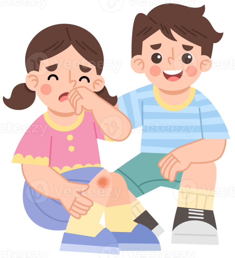 Illustration of Children Supporting Each Other After a Fall png