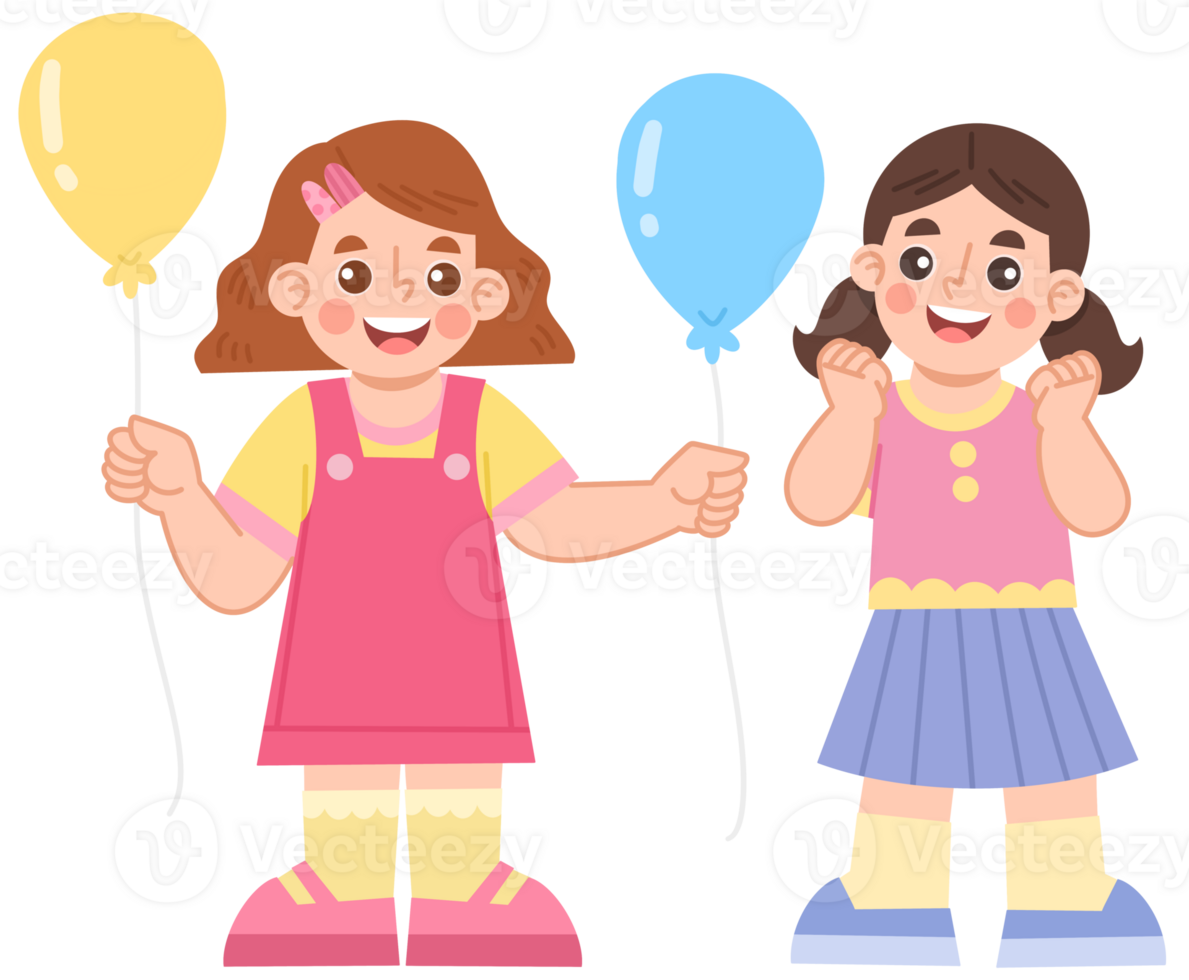 Illustration of a girl sharing a balloon png