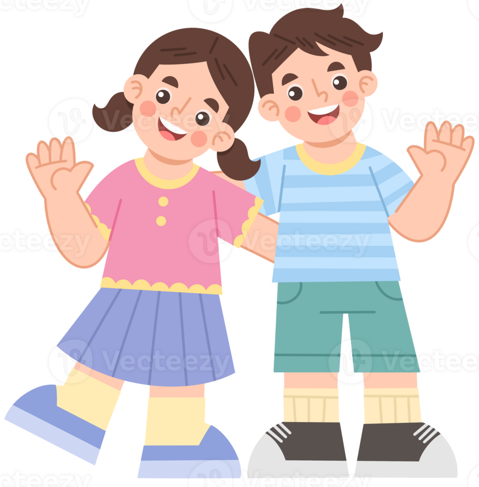 Illustration of cheerful friendship of children png