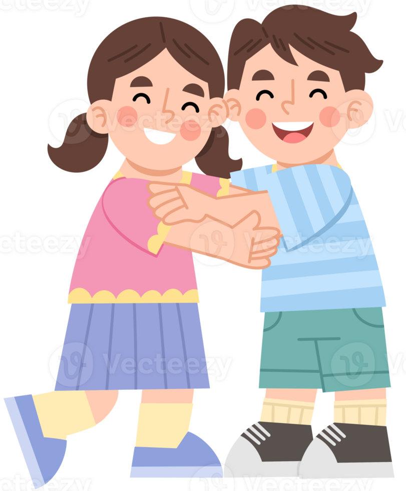 Illustration of Playful Children Embracing Each Other png