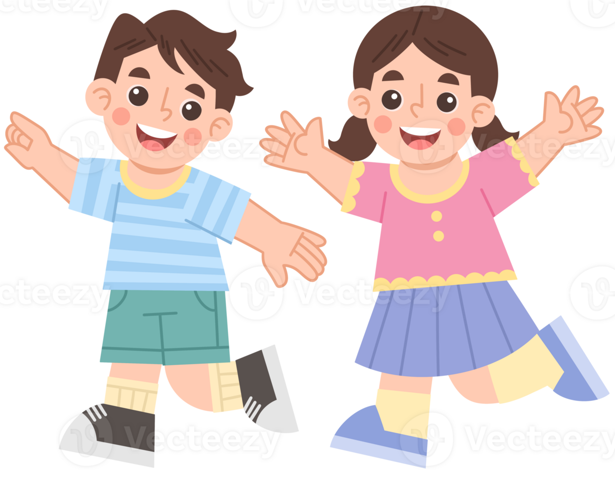 Illustration of cheerful children playing together png
