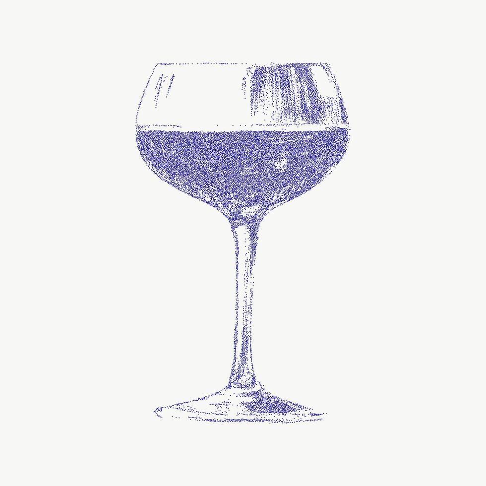 Ink sketch illustrations of drink with noisy gritty dot halftone effect. Hand drawn retro pop art stipple element for stylish cafe decor, Italian style. vector