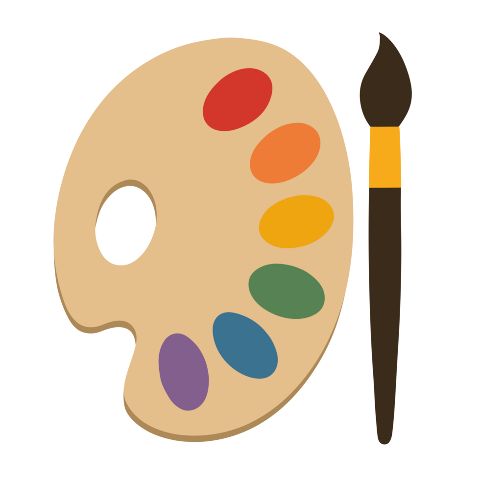 Illustration of brush with color palette png