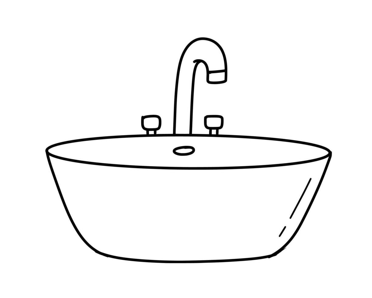 Sink hand drawn in doodle style. line art isolated illustration. vector
