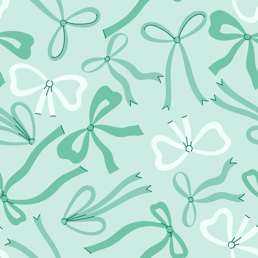 Seamless pattern with bows on a light blue background. graphics. vector