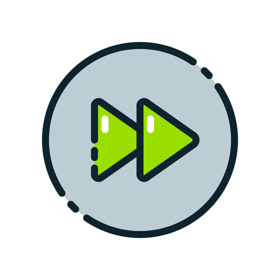 Design Illustration graphic of forward button icon with colored outline style. Suitable for UI, mobile design, web design, etc. Transparent background. png