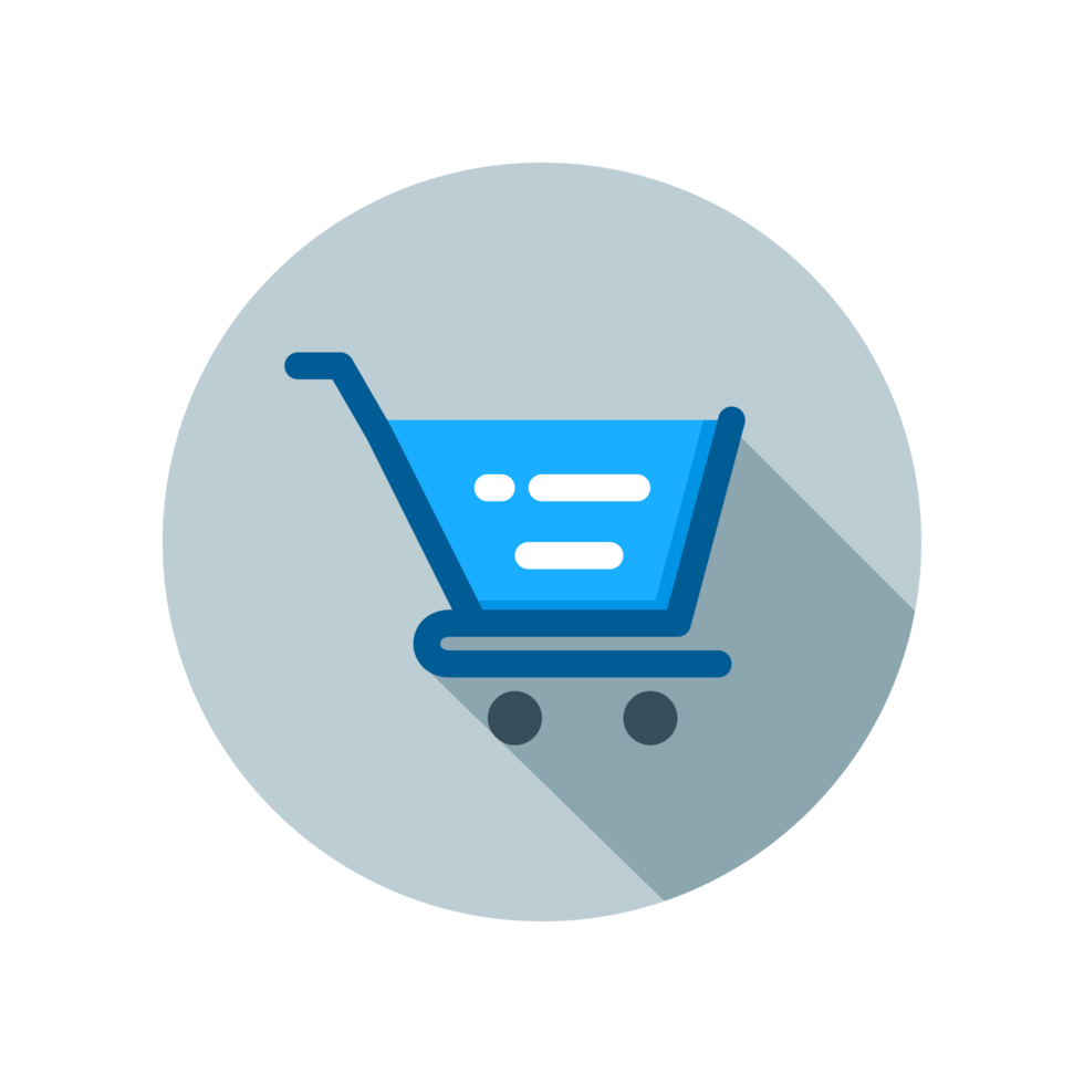 Design Illustration graphic of shopping cart icon with flat style. Suitable for UI, mobile design, web design, etc. Transparent Background. png