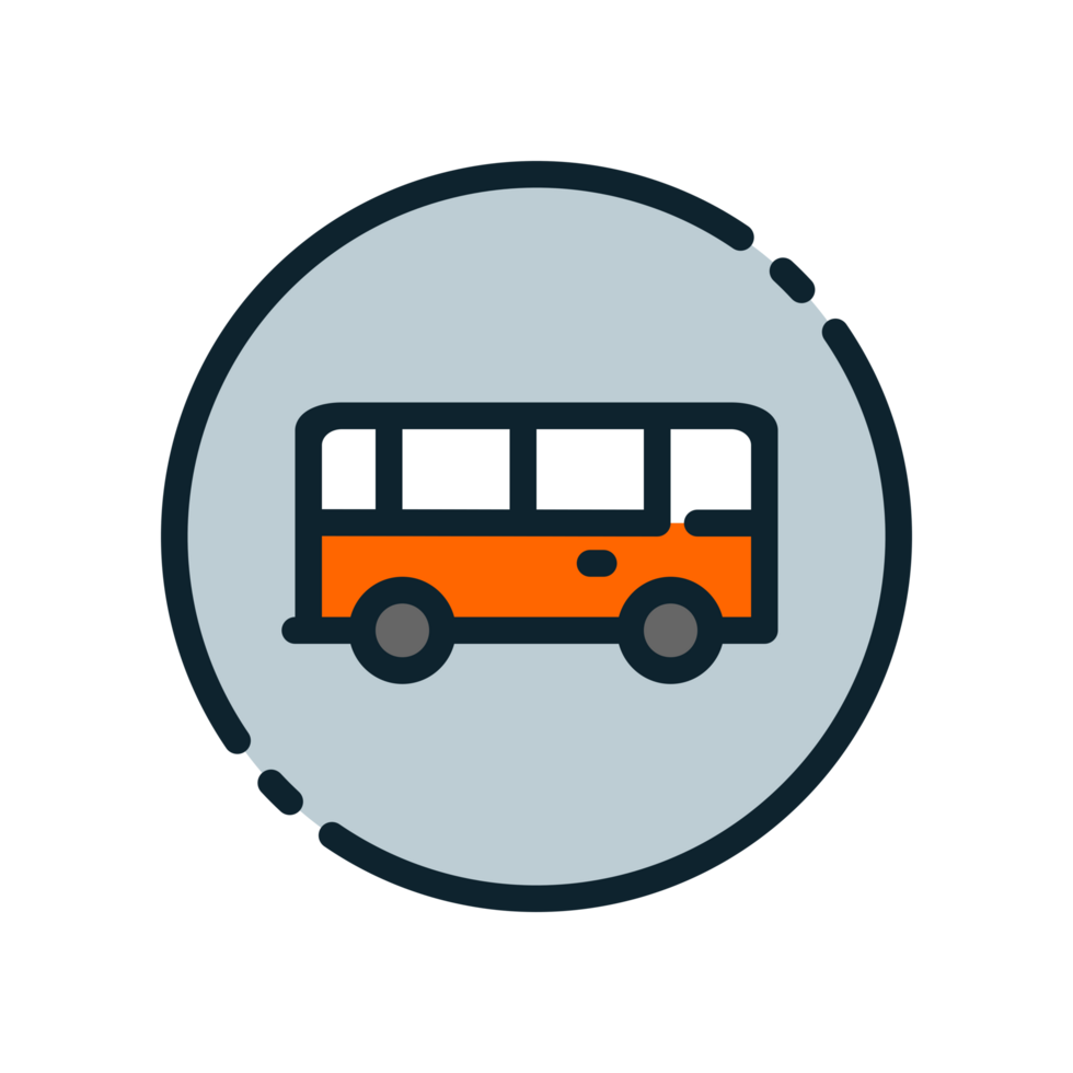 Design Illustration graphic of circle bus icon with colored line style. Suitable for UI, mobile design, web design, etc. Transparent Background. png