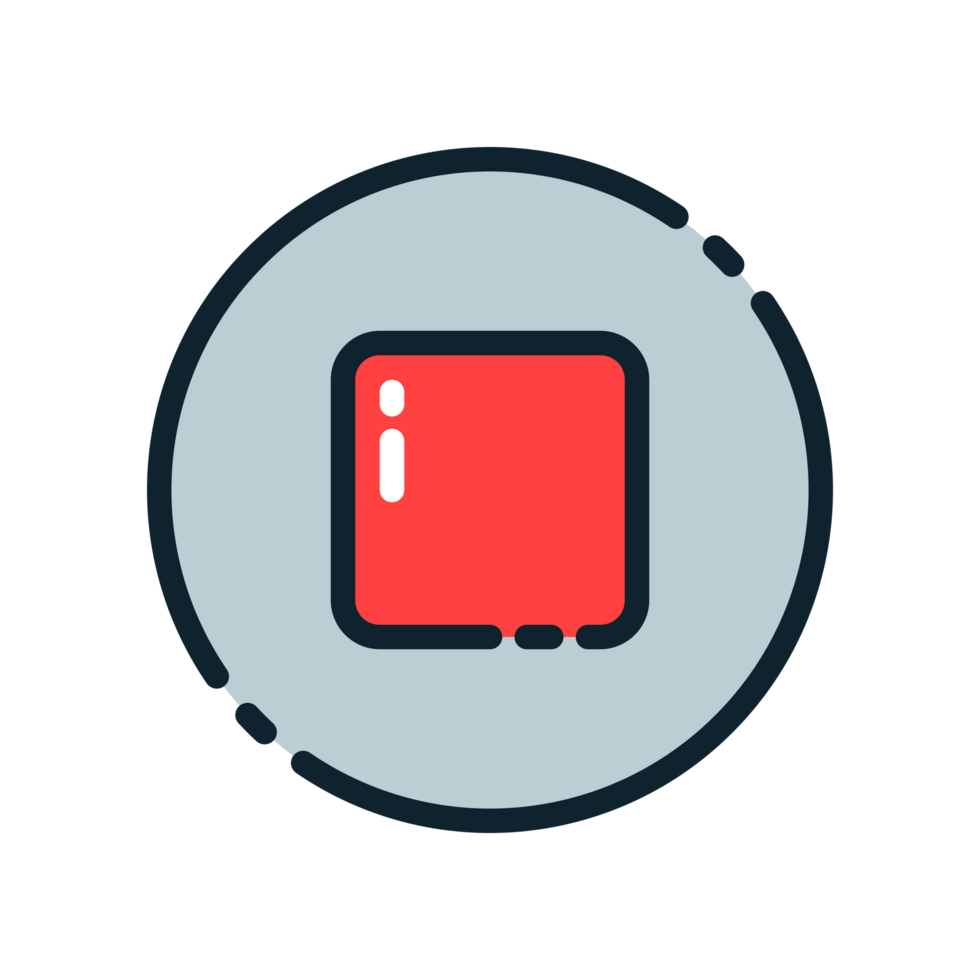 Design Illustration graphic of stop button icon with colored outline style. Suitable for UI, mobile design, web design, etc. Transparent background. png