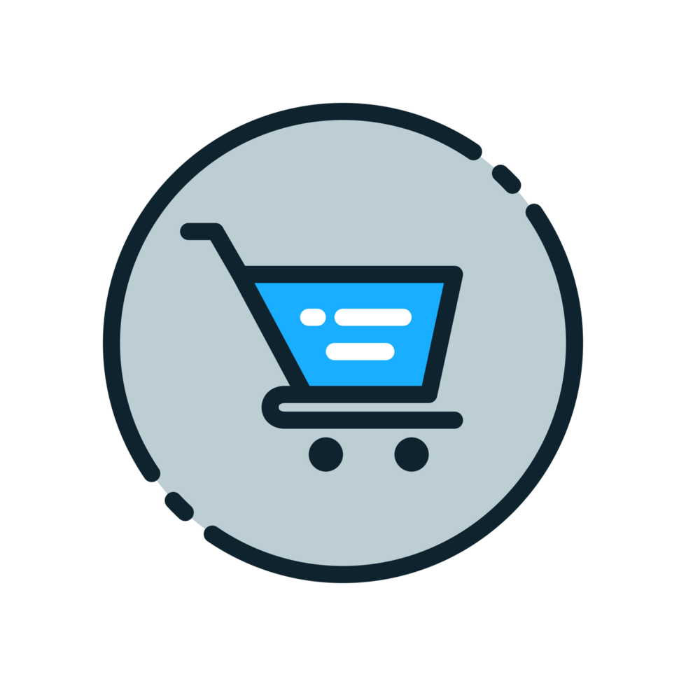 Design Illustration graphic of shopping cart icon with colored line style. Suitable for UI, mobile design, web design, etc. Transparent Background. png