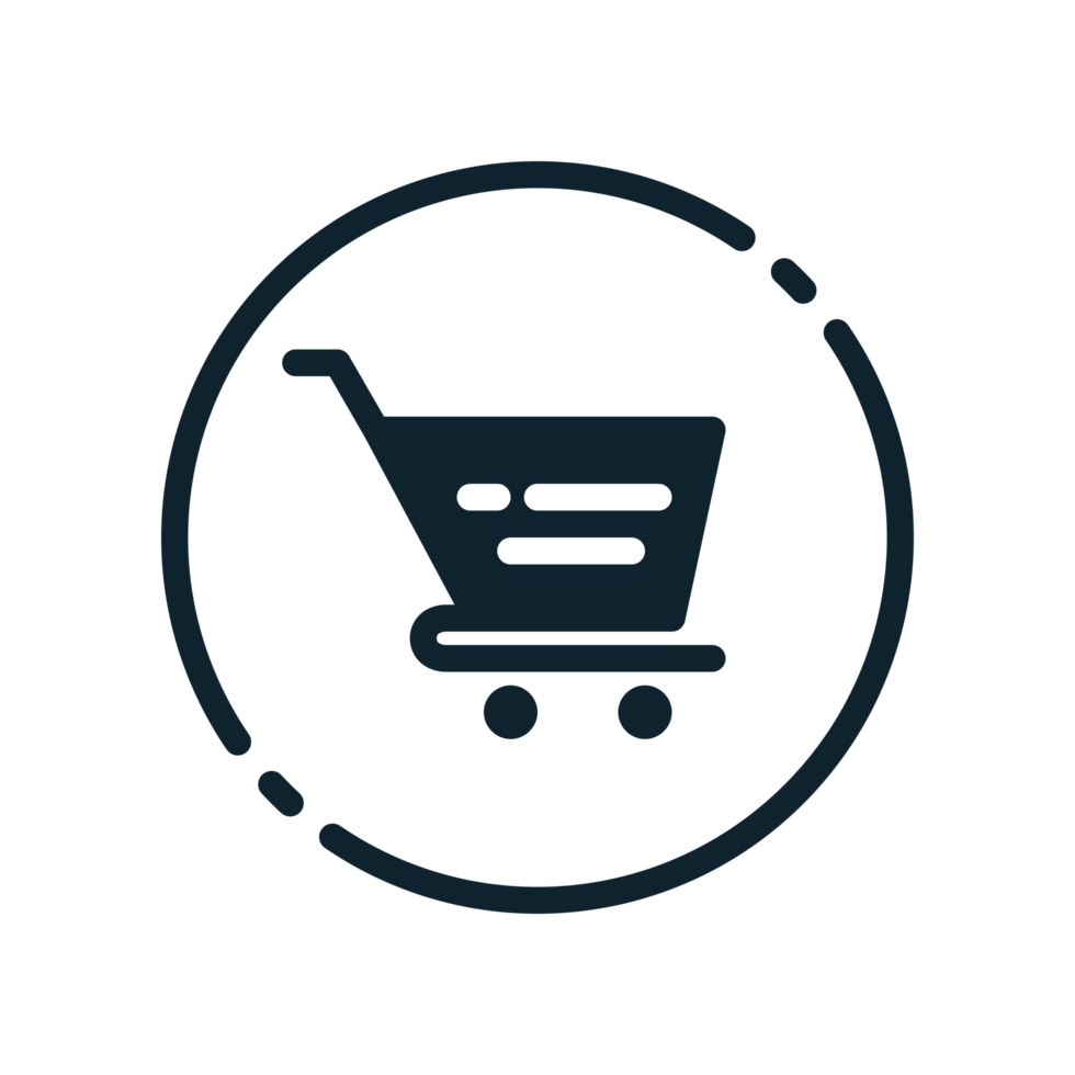 Design Illustration graphic of shopping cart icon with glyph style. Suitable for UI, mobile design, web design, etc. Transparent Background. png