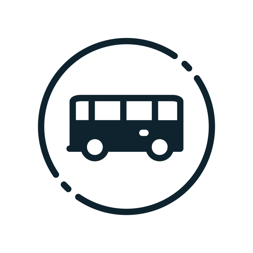 Design Illustration graphic of circle bus icon with glyph style. Suitable for UI, mobile design, web design, etc. Transparent Background. png
