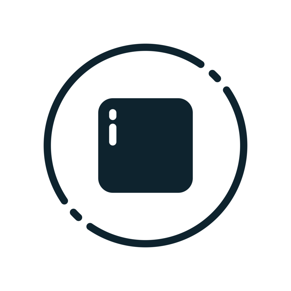Design Illustration graphic of stop button icon with glyph style. Suitable for UI, mobile design, web design, etc. Transparent background. png