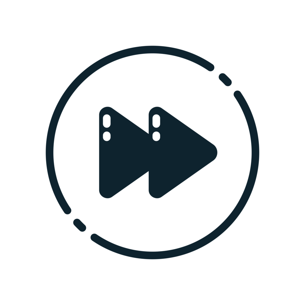 Design Illustration graphic of forward button icon with glyph style. Suitable for UI, mobile design, web design, etc. Transparent background. png
