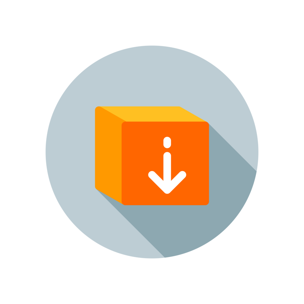 Design Illustration graphic of download box icon with flat style. Suitable for UI, mobile design, web design, etc. Transparent background. png