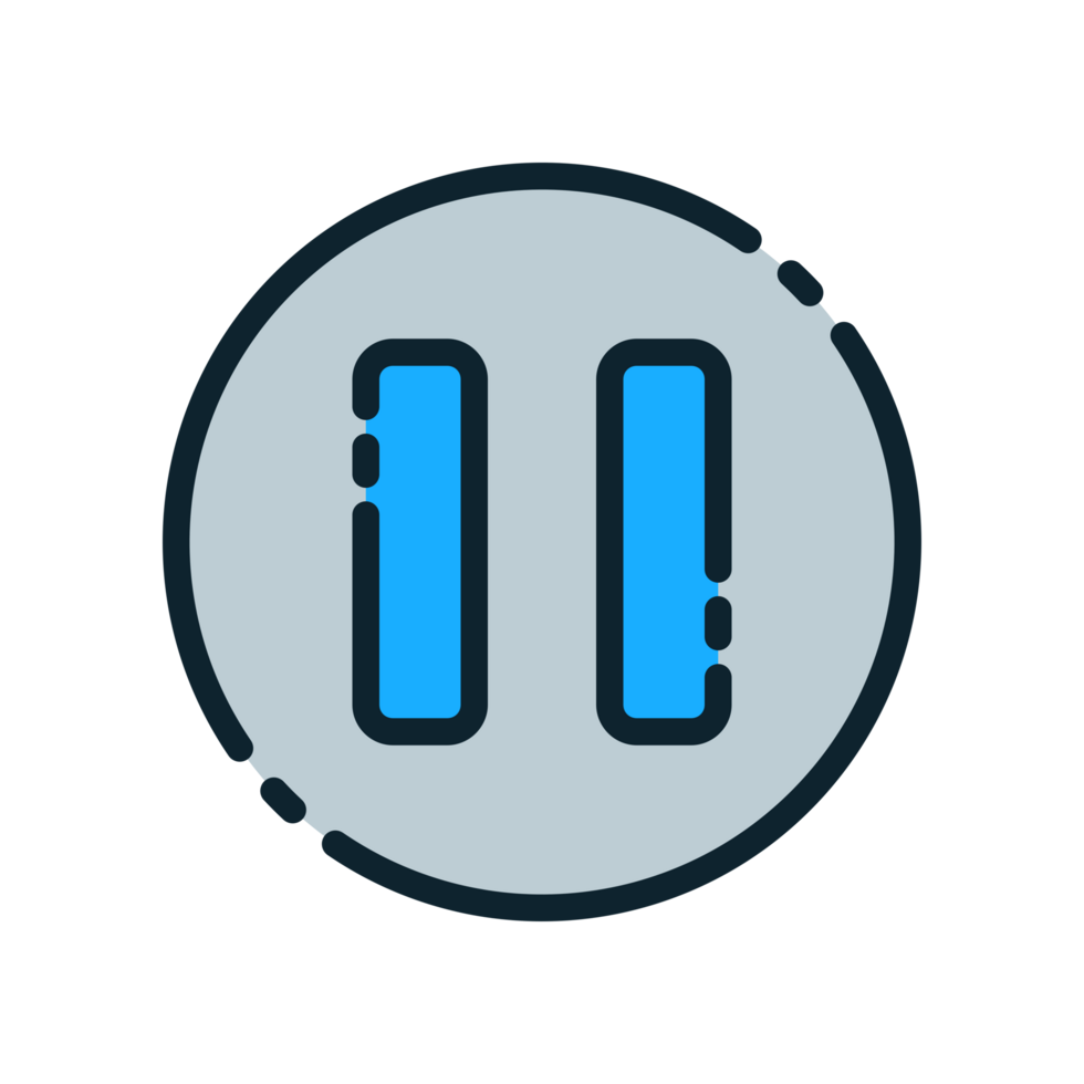 Design Illustration graphic of pause button icon with colored outline style. Suitable for UI, mobile design, web design, etc. Transparent background. png