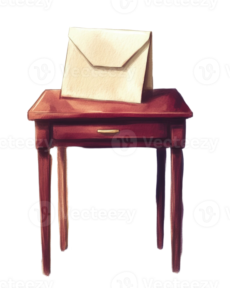 An Envelop on a Wooden Table Awaiting Delivery Awaiting important news png