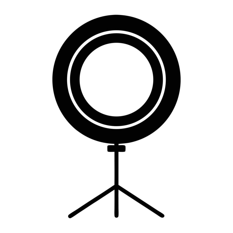 a black and white photo of a tripod with a light. vector