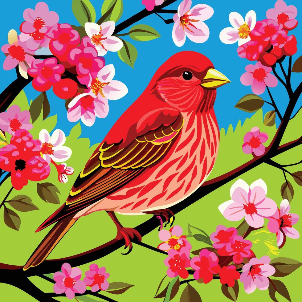 a bird sitting on a branch vector