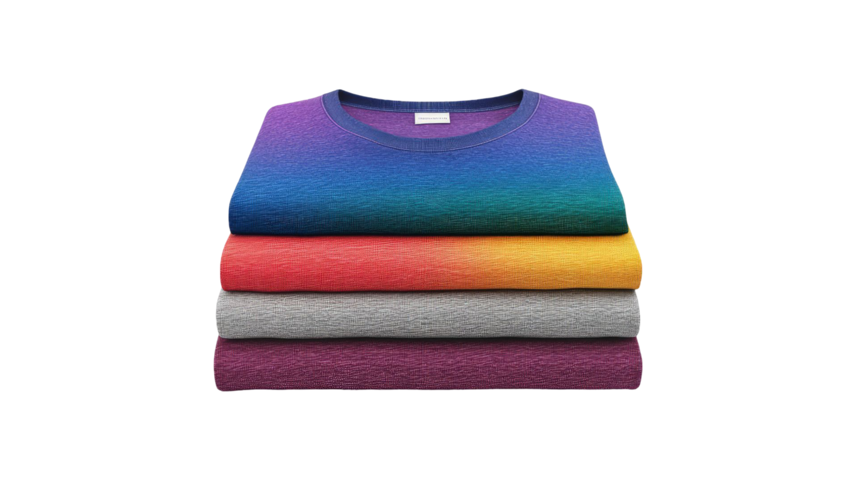 Stacked ombre shirts display vibrant color gradients png