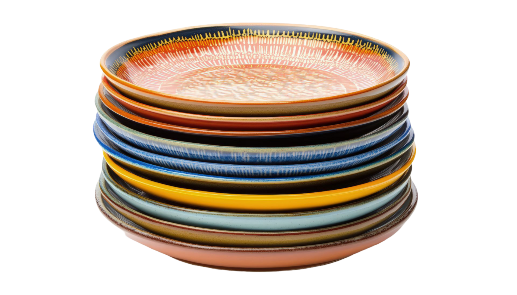 A Stack of Colorful Ceramic Bowls Displays Vibrant Designs png