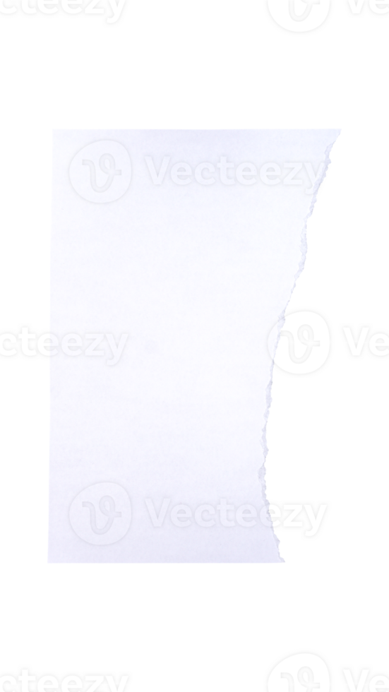 Ripped blank sheet of paper isolated on transparent background png