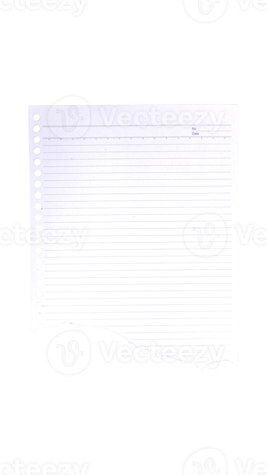 Ripped at the edge sheet of paper isolated on transparent background png