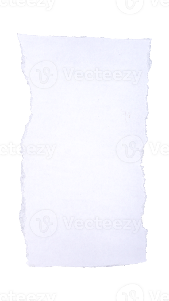 Torn blank sheet of white paper isolated on transparent background png
