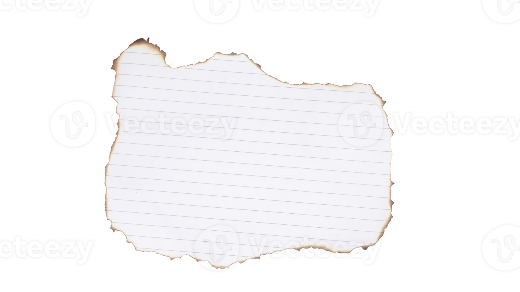 Burned edges white stripped paper isolated on transparent background png