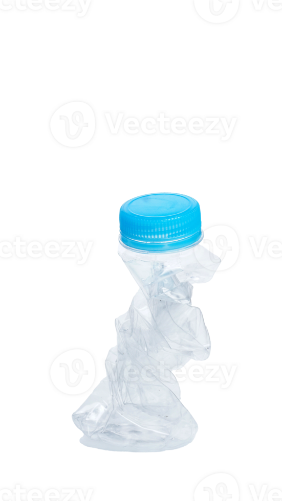 Crumpled used plastic water bottle isolated on transparent background png