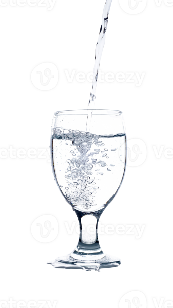 Clear water poured into transparent glass isolated on transparent background png