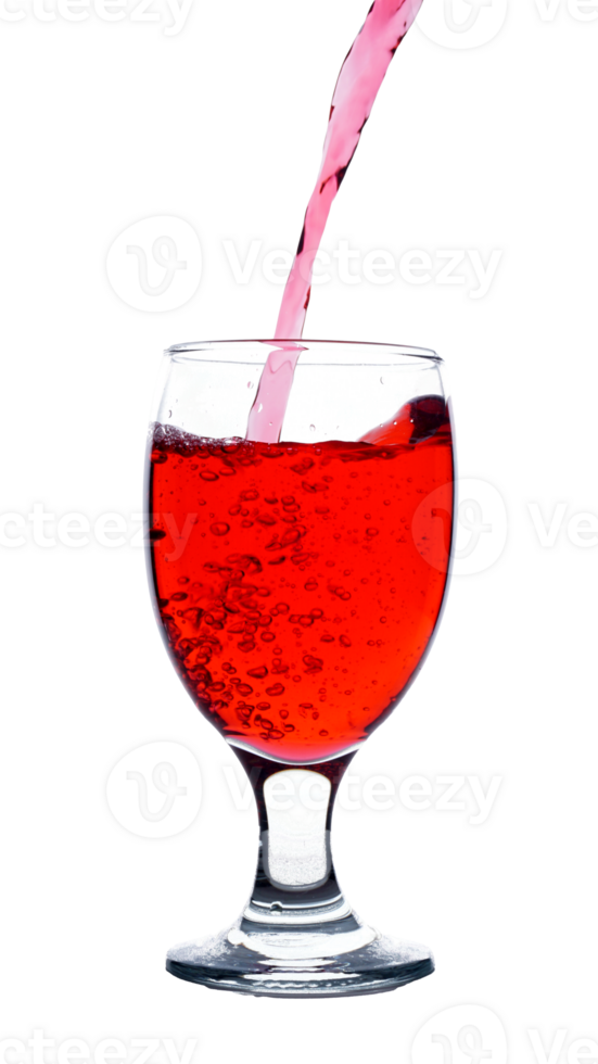 Red colored water poured into transparent glass isolated on transparent background png