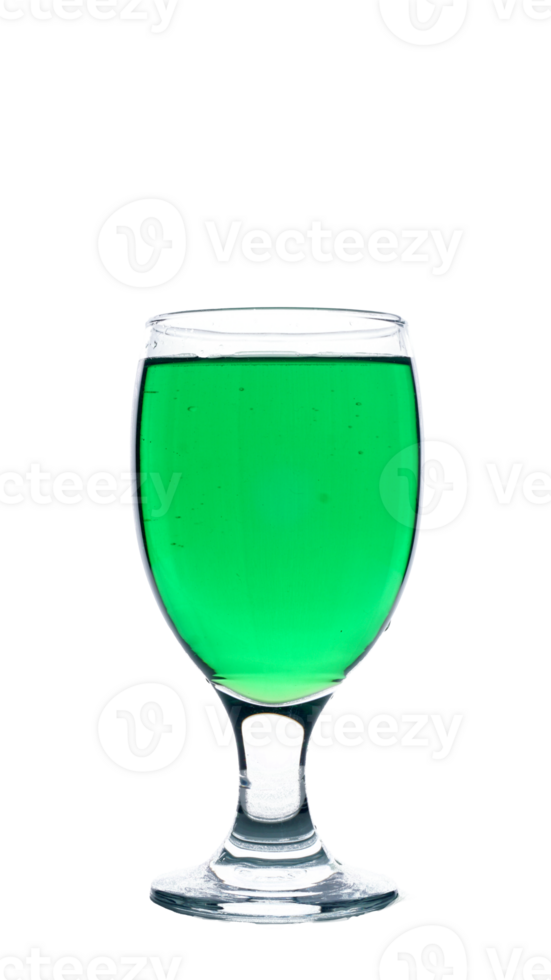 Green colored water in drinking glass isolated on transparent background png