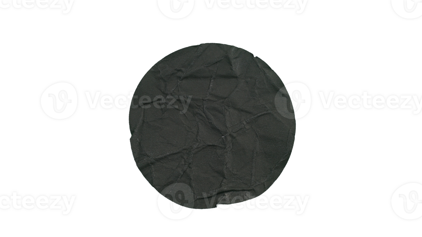 Blank black round paper sticker label isolated on transparent background png