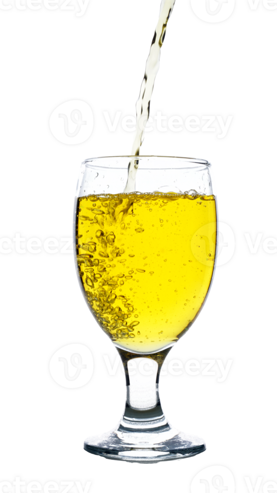 Yellow colored water poured into glass isolated on transparent background png