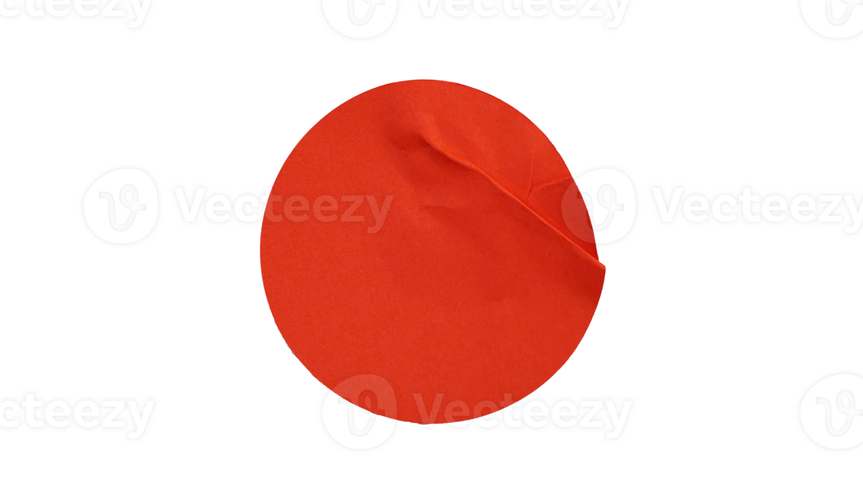 Red paper sticker label in round sharp isolated on transparent background png