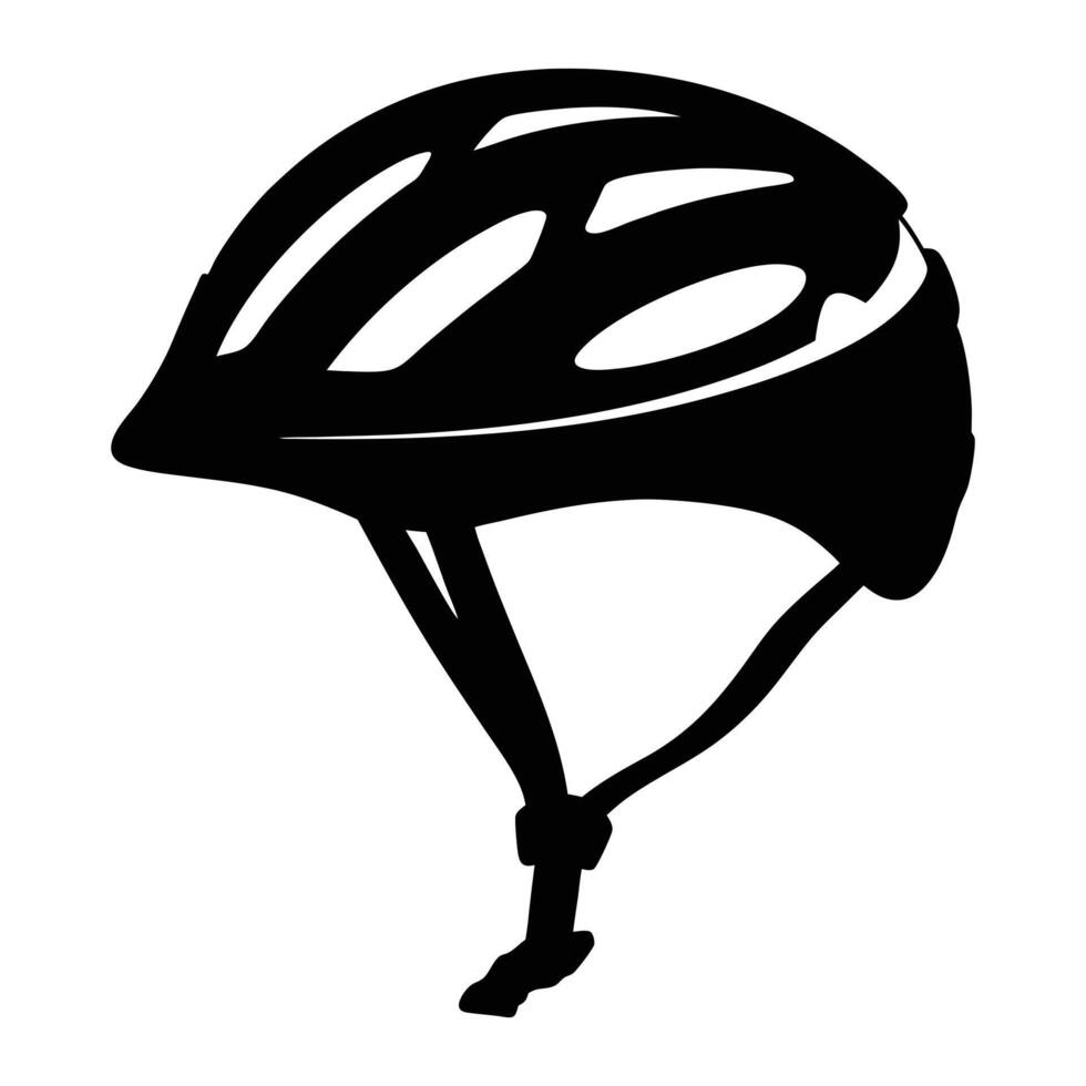 a black and white illustration of a bicycle helmet vector