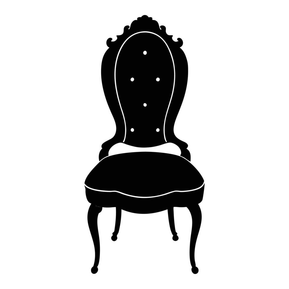 a black and white illustration of a chair white background. vector