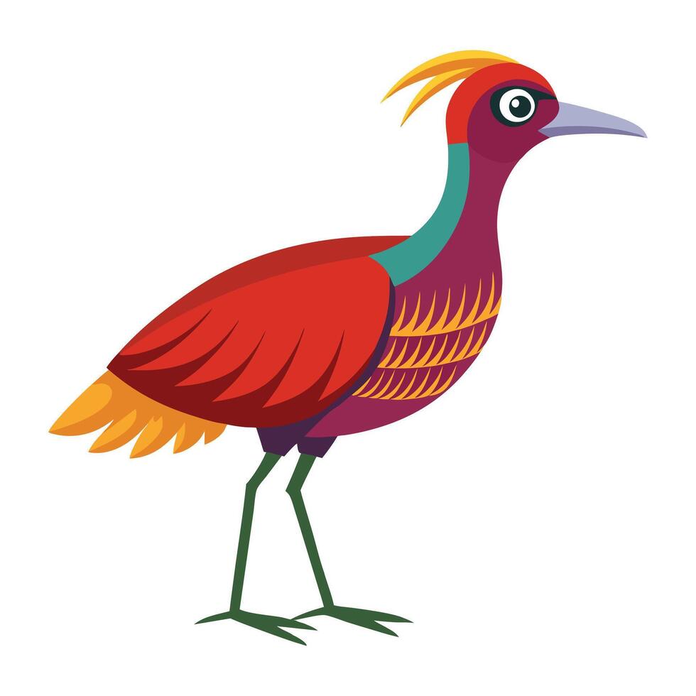a colorful bird with a long beak and long legs vector