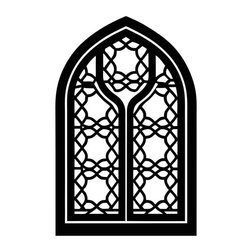an ornate window with a geometric design vector