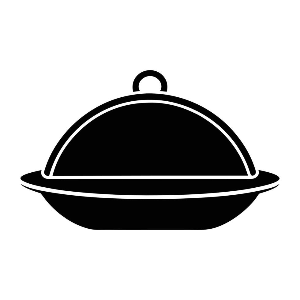 a black and white illustration of a dish with a lid vector