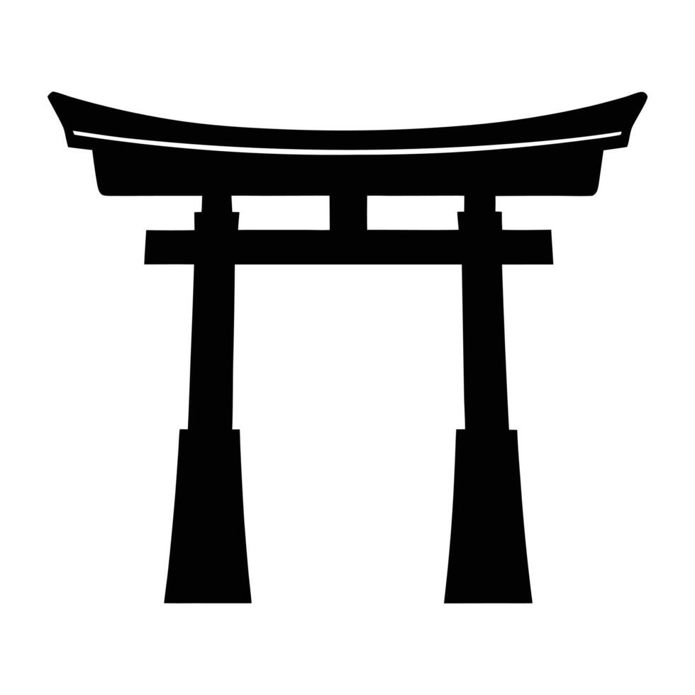 a black and white illustration of a tori gate vector